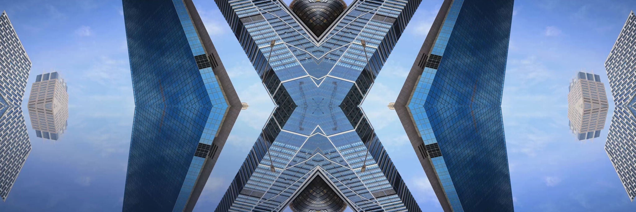 High-rise business towers in Sydney city CBD against blue sky 4k timelapse